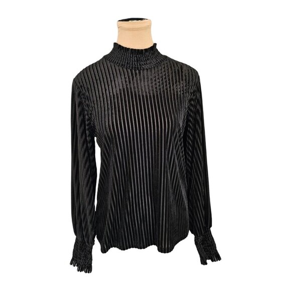 Molly Bracken Tops - Molly Bracken NWT Black Velvet Long Sleeve Lightweight Sheer Top Sz S / M